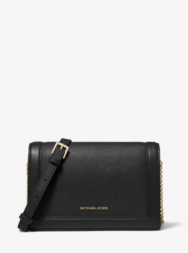 Damske Crossbody Kabelka Michael Kors Jet Set Large Saffiano Leather Čierne - Kabelky Michael Kors Outlet | IQXGF-9508